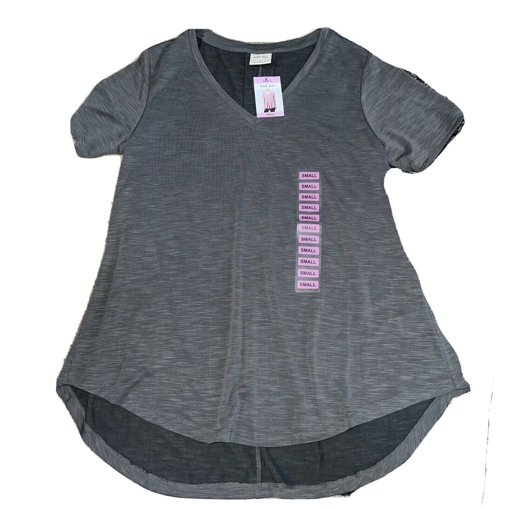 NWT Women's Dark Grey MOD REF V-Neck‎ Short Sleeve Tee Medium